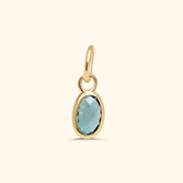 14 karaat gouden hanger met ovale London Blue Topaz edelsteen