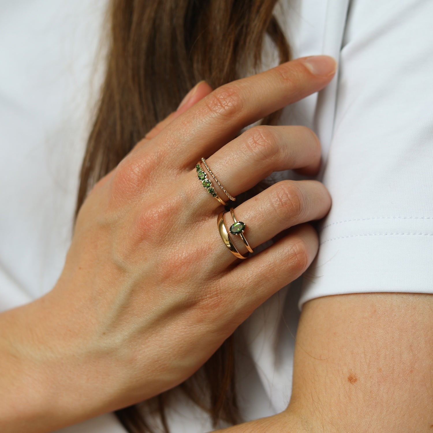 Ola Oval Green Tourmaline ring | 9K