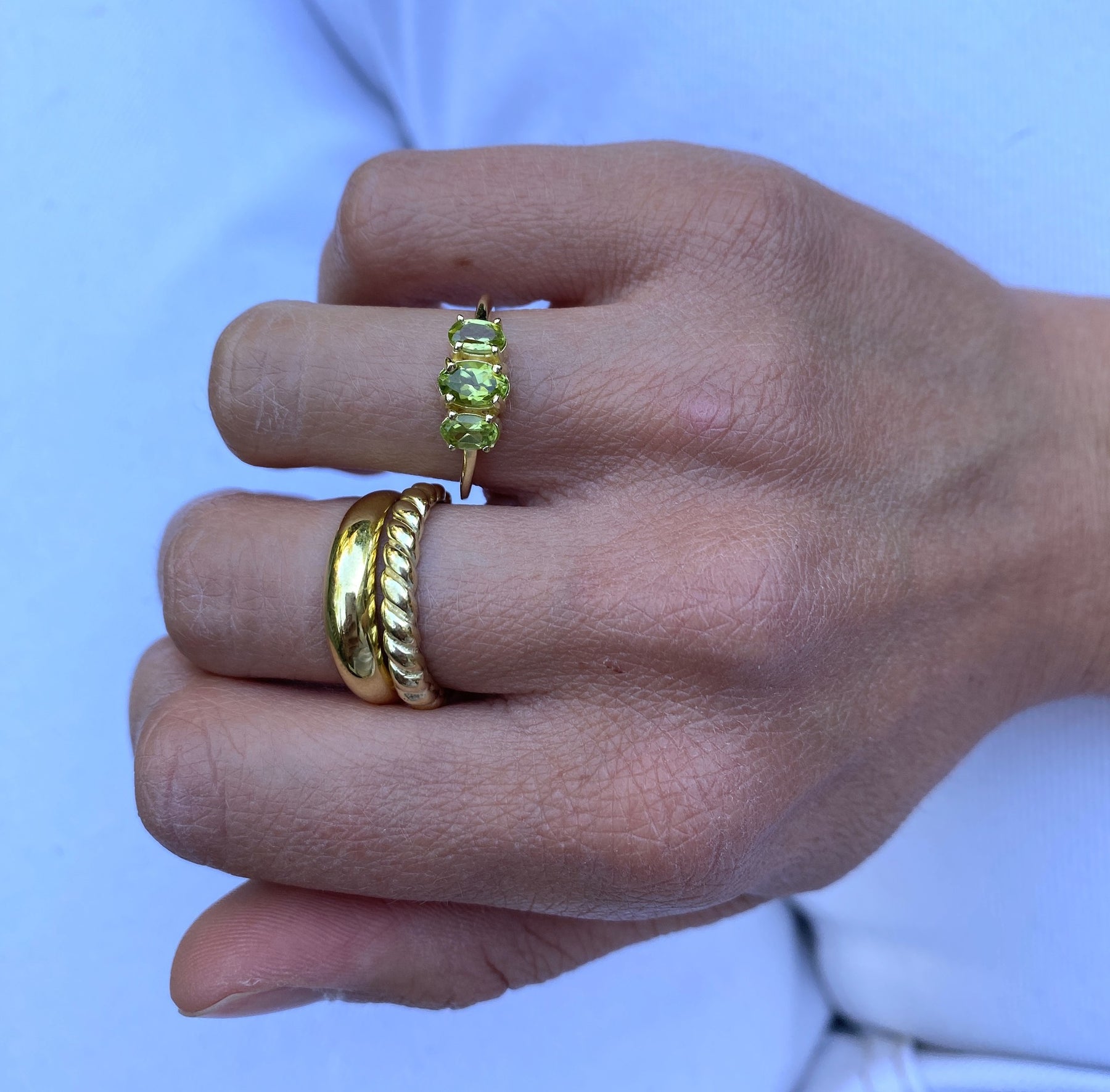 Vintage Triple Peridot ring